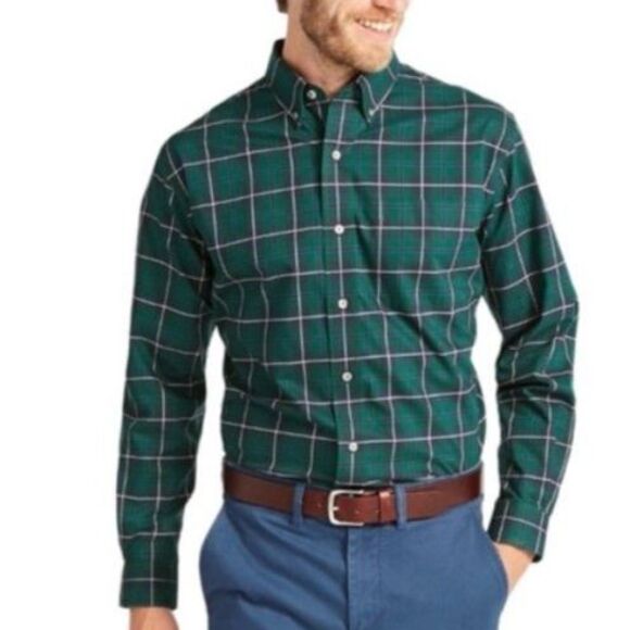 L.L. Bean NWOT Green Navy Plaid Traditional Fit LS Buttondown Shirt Size XXL - Picture 1 of 11